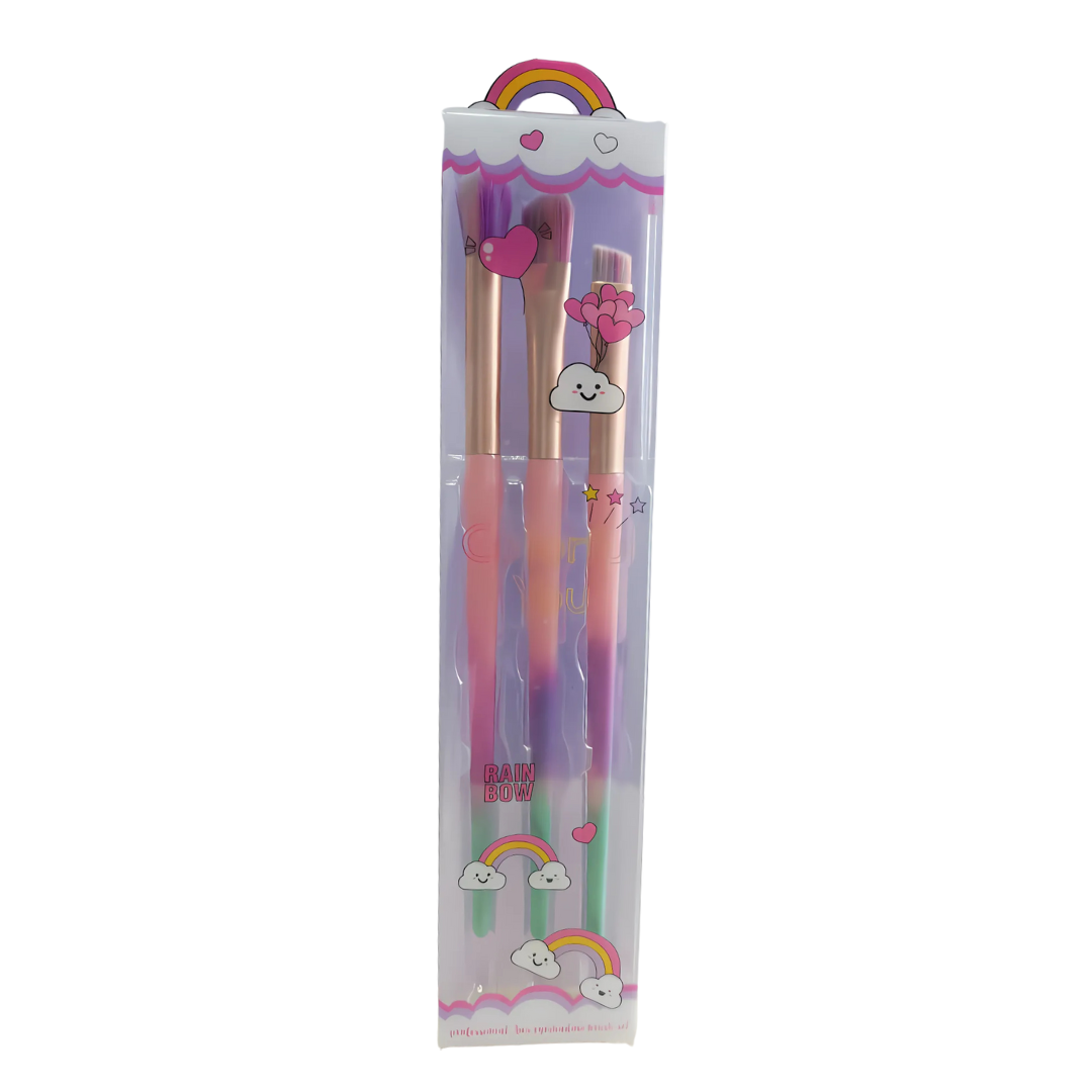Kit 3 pinceaux à paupières professionnels Rain bow Diveres couleurs