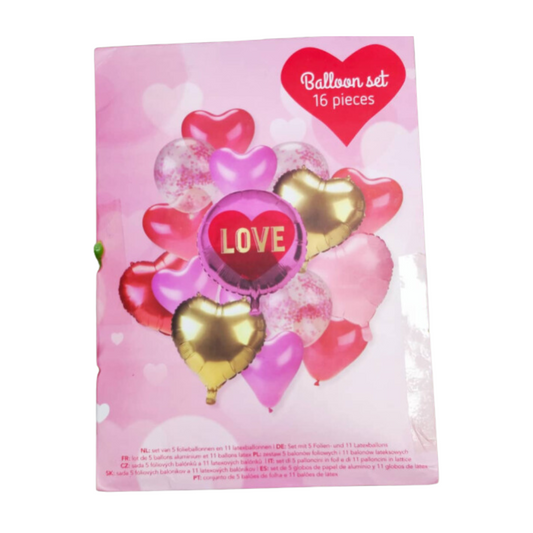 Kit Ballons 16 pièces Saint Valentin Diverses Variantes