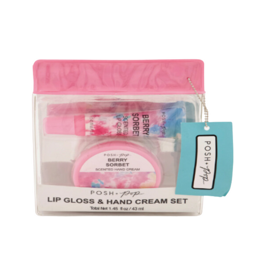 Set Lip gloss & Crème mains aux baies sucrées Posh + pop