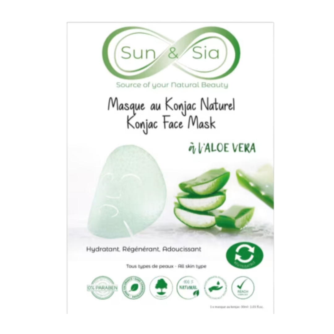 Masque en tissu réutilisable visage au Konjac naturel Sun & Sia  Diverses Variantes