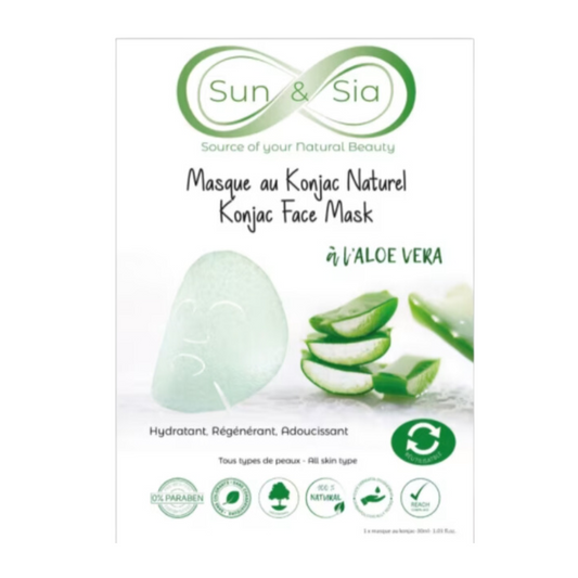 Masque en tissu réutilisable visage au Konjac naturel Sun & Sia  Diverses Variantes