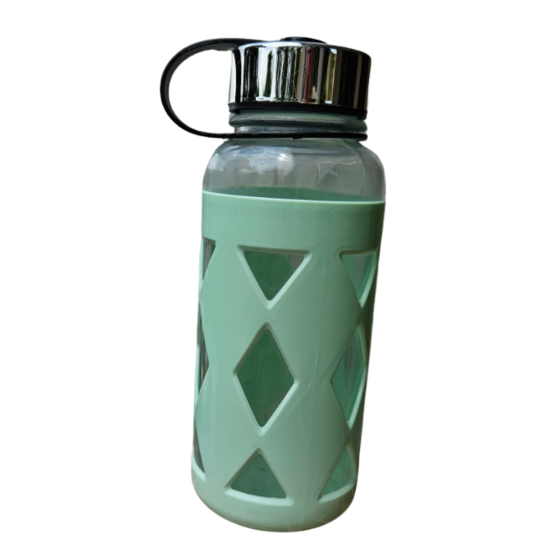 Gourde en verre avec protection silicone 1L Divers coloris