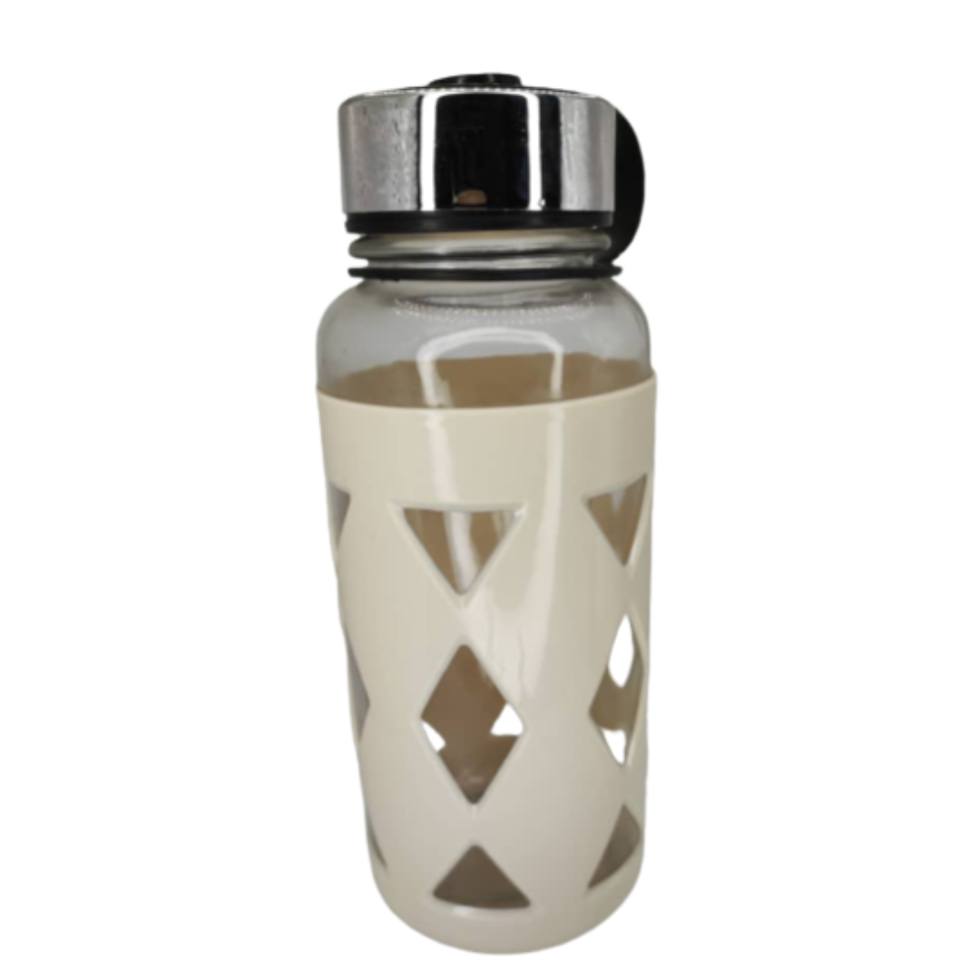 Gourde en verre avec protection silicone 1L Divers coloris