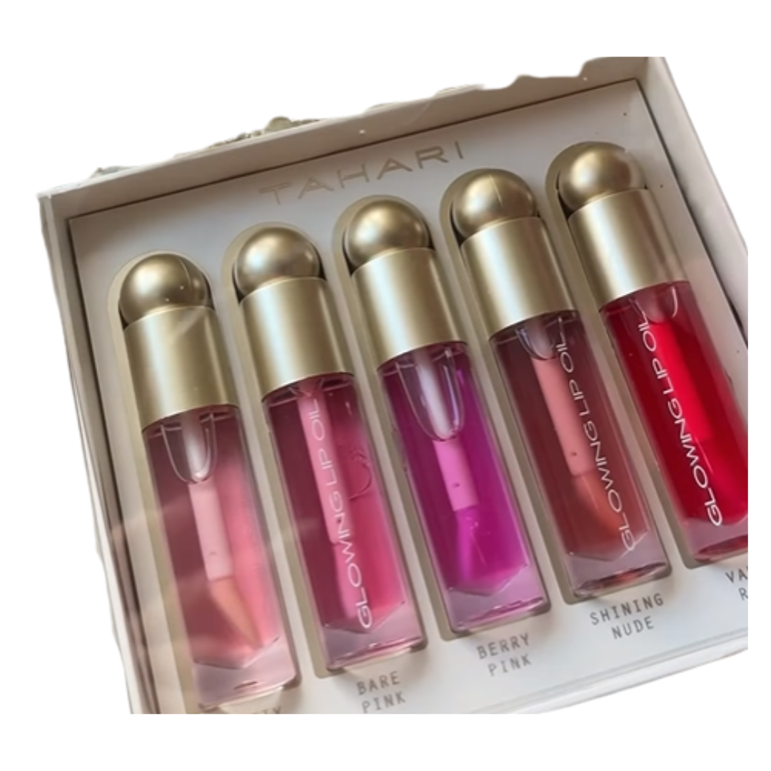 Coffret Gold Glowing Lip oil TAHARI 5 piècés