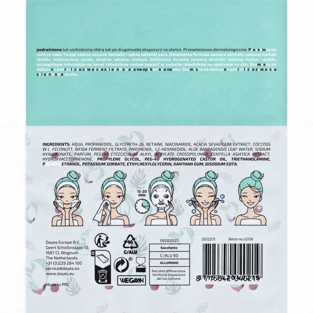 Masque en tissu pour visage et le cou Diverses variantes