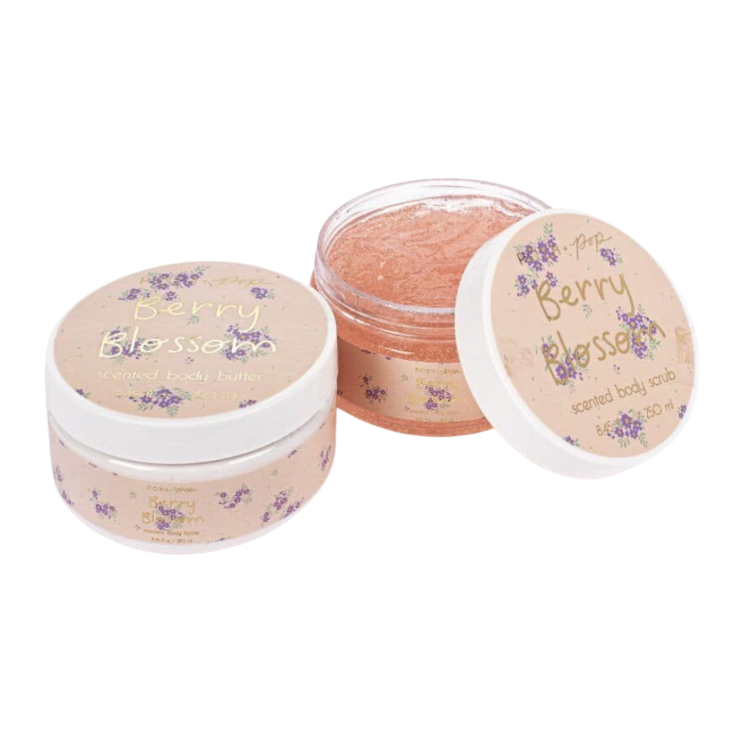 Kit corps gommage et crème corporelle parfum fleur de baie Posh pop 250 ml