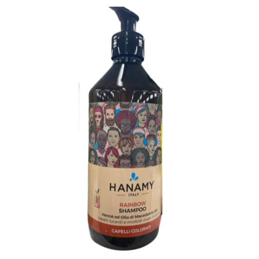 Shampoing aux Henné, huile olive et à l 'huile de macadamia - cheveux abimés, secs ou colorés 480 ml Hanamy