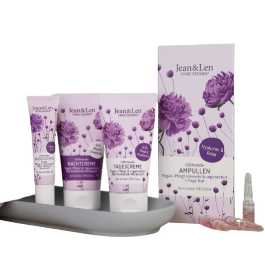 Coffret soins visage lissant à l 'eau de rose et au Q10 naturel  5 éléments Jean et Len