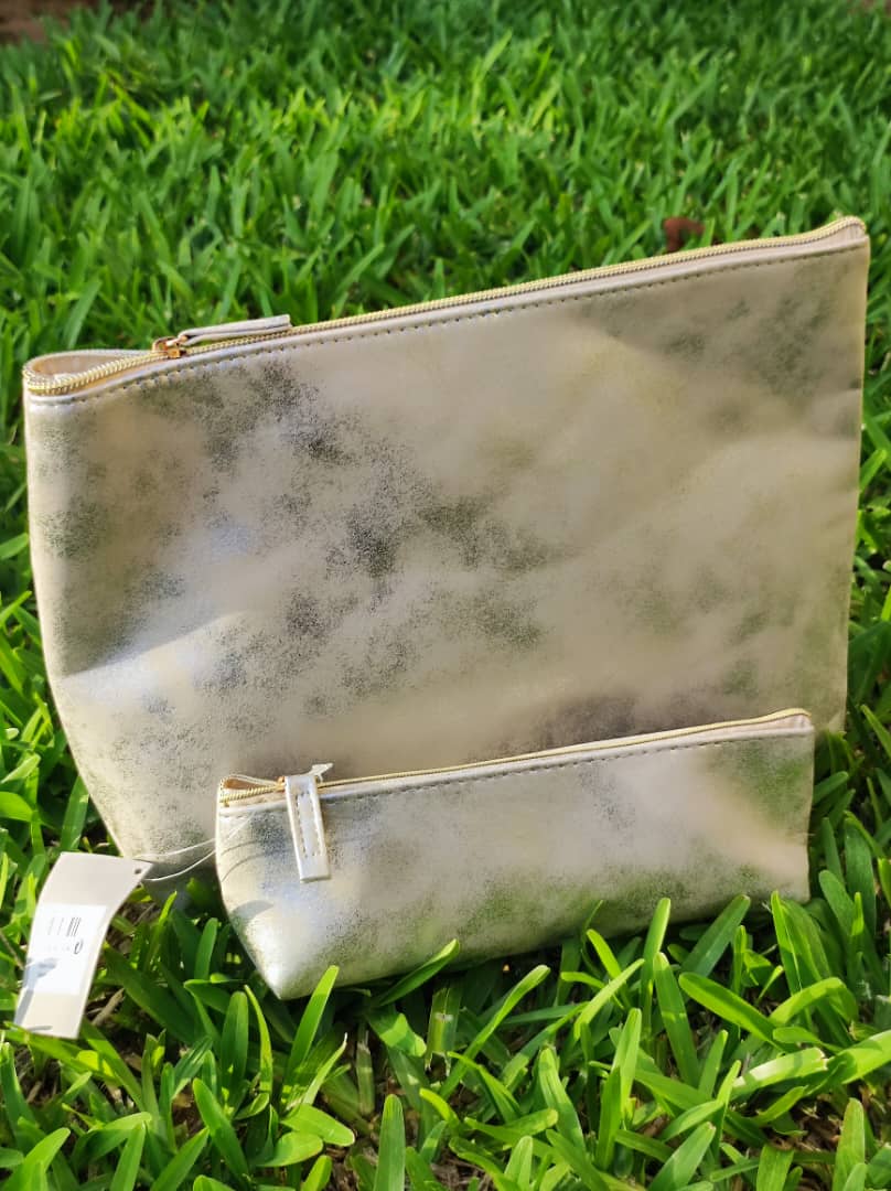 Trousse de Toilette Dorée Argenté Grand Format