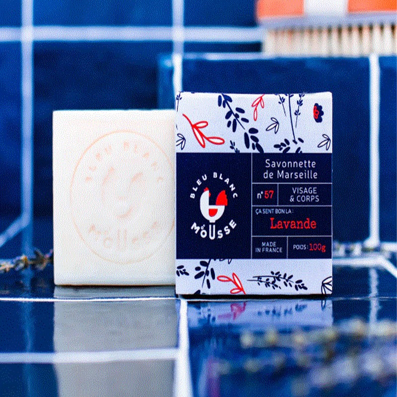 Savon à la mousse de lait de chez Bleu Blanc Mousse 100 g