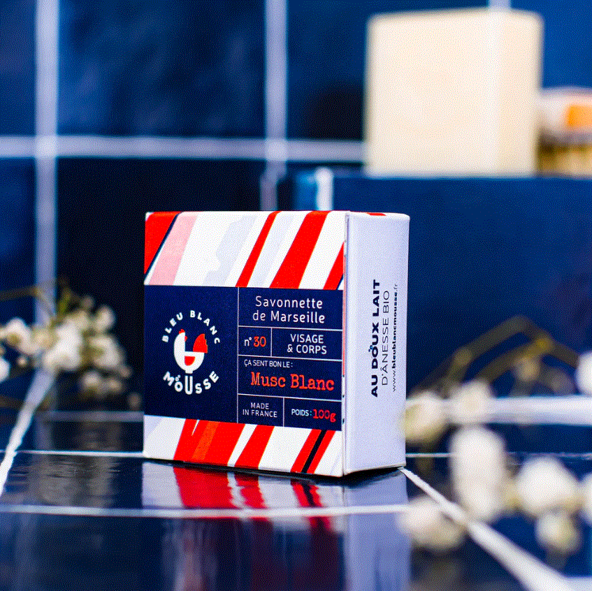 Savon à la mousse de lait de chez Bleu Blanc Mousse 100 g