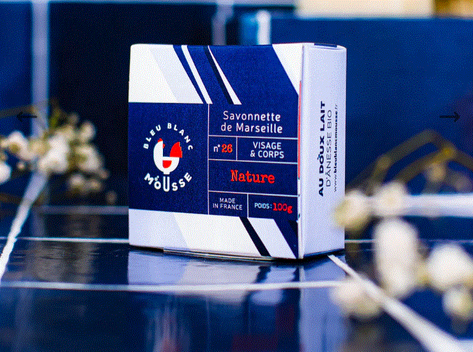 Savon à la mousse de lait de chez Bleu Blanc Mousse 100 g