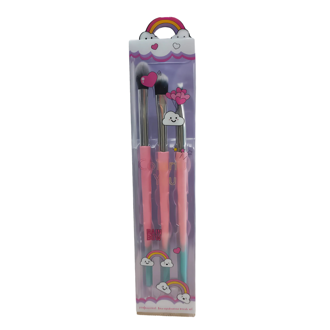 Kit 3 pinceaux à paupières professionnels Rain bow Diveres couleurs