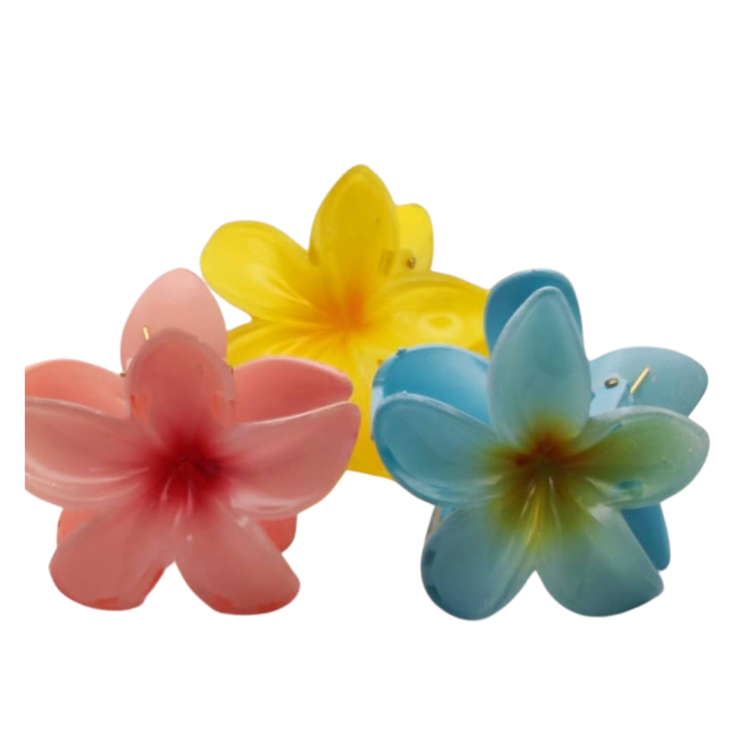 Pince à cheveux fleur en résine Diverses couleurs