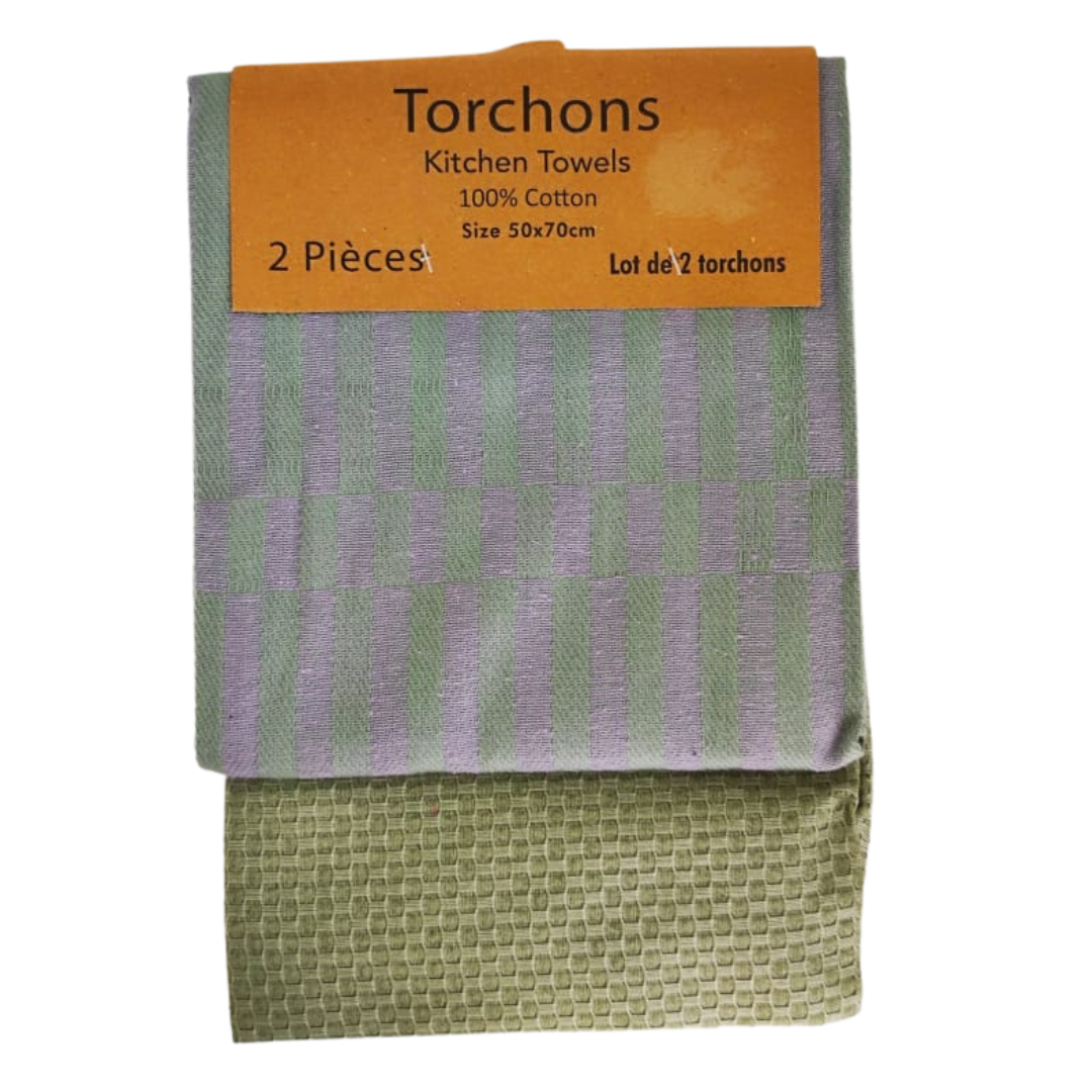 Torchon à vaisselle absorbant pour la cuisine en coton Lot de 2