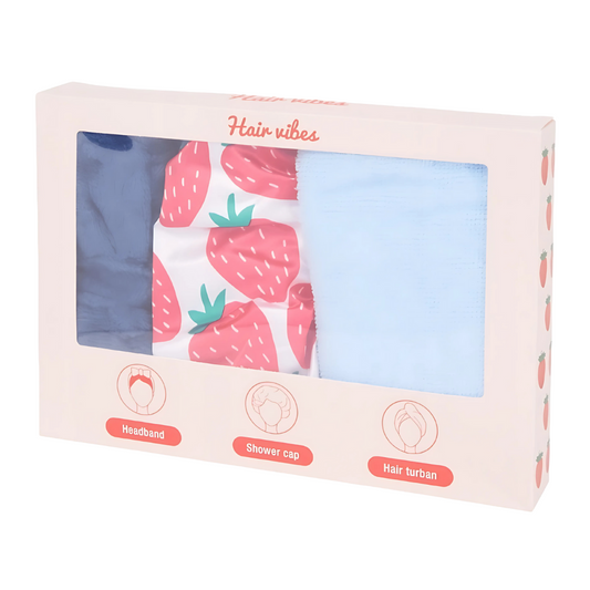 Ensemble Bonnet de douche - Turban  et Bandeau cheveux 3 pièces Hair vibes