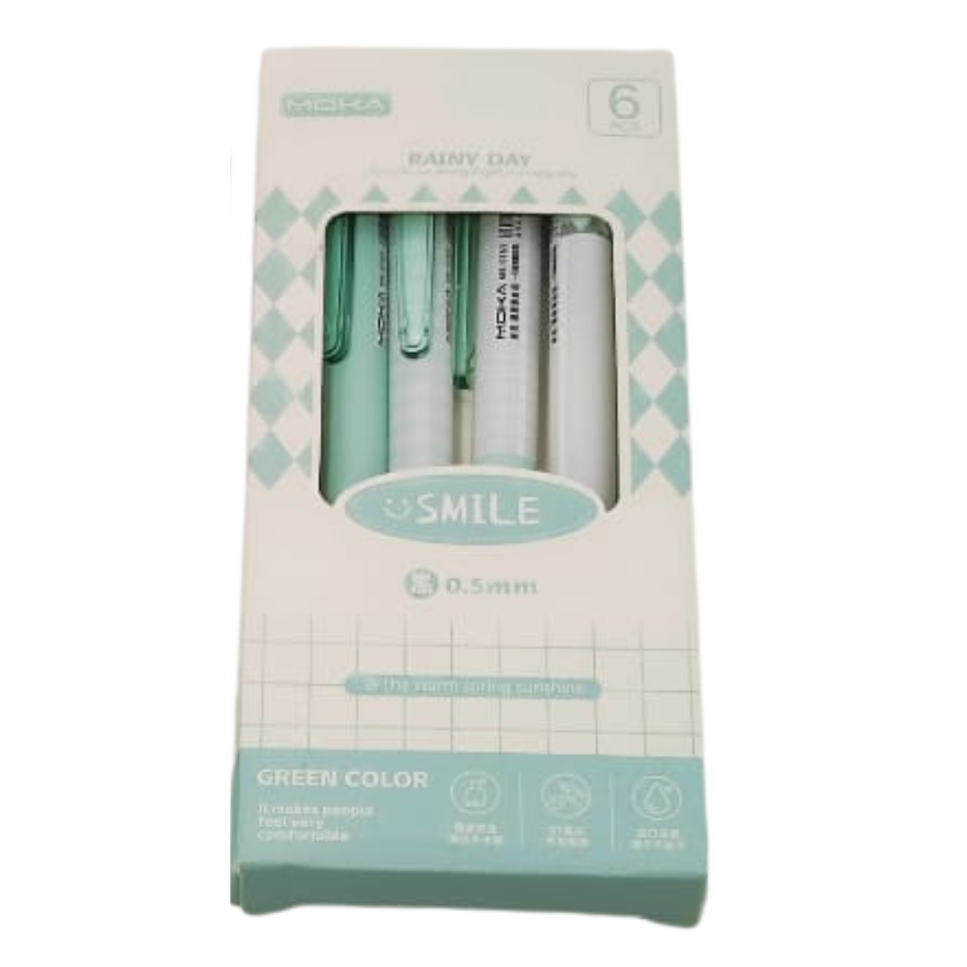 Lot de 6 stylos gel à damier MOKA