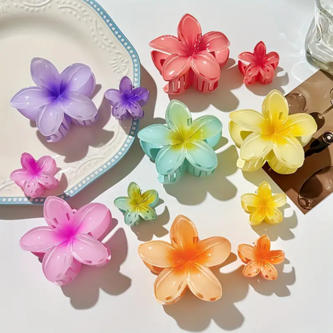 Lot de à3 Pince à cheveux fleur en résine Diverses couleurs