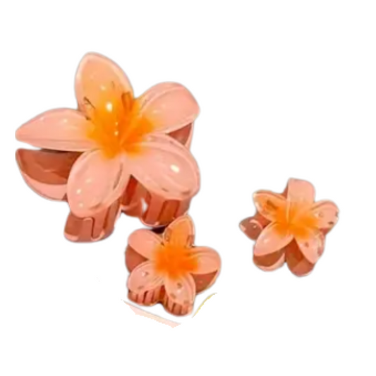Lot de à3 Pince à cheveux fleur en résine Diverses couleurs