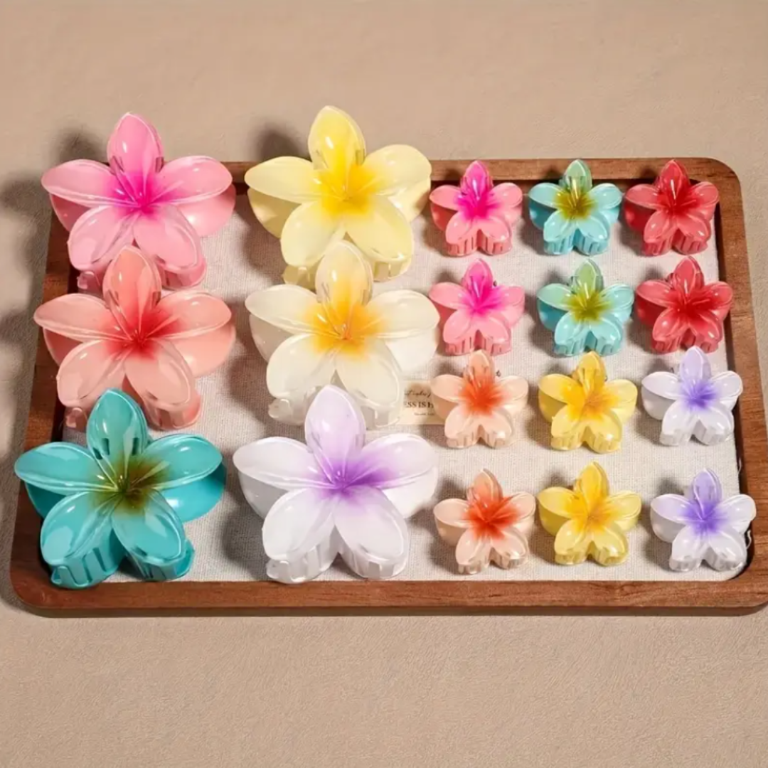 Lot de à3 Pince à cheveux fleur en résine Diverses couleurs