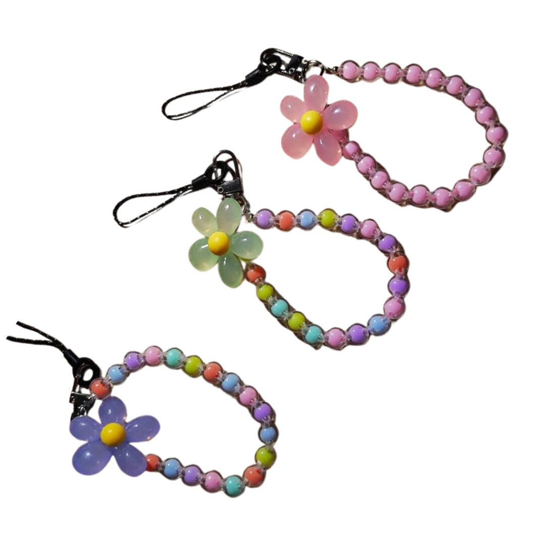 Porte-clés macaron en forme de perle de fleur Diverses variantes