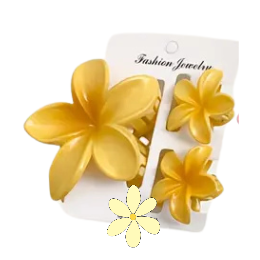 Lot de à3 Pince à cheveux fleur en résine Diverses couleurs