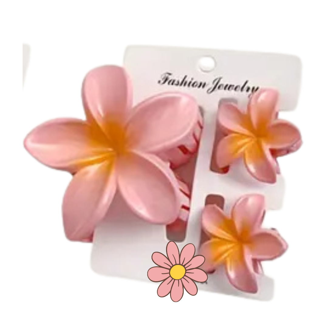 Lot de à3 Pince à cheveux fleur en résine Diverses couleurs