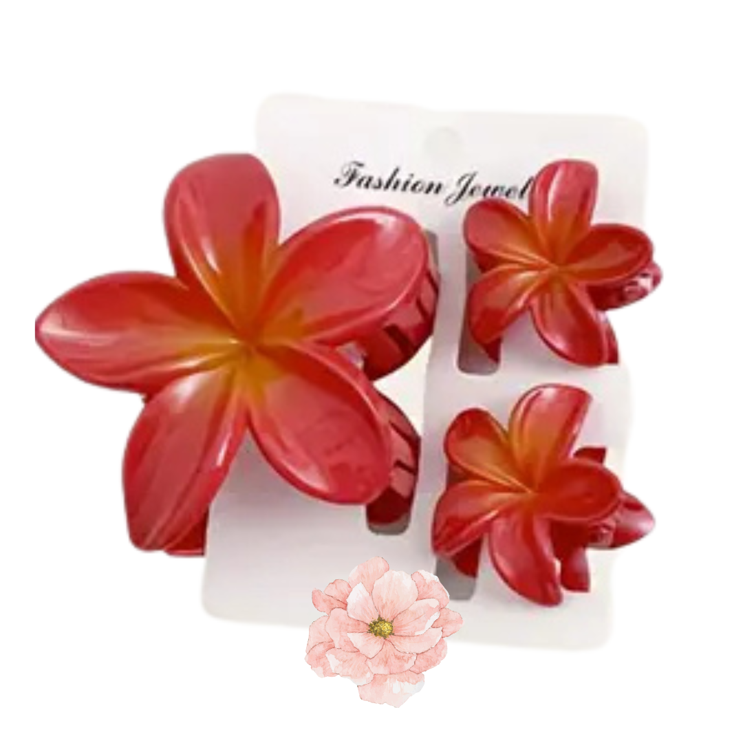 Lot de à3 Pince à cheveux fleur en résine Diverses couleurs