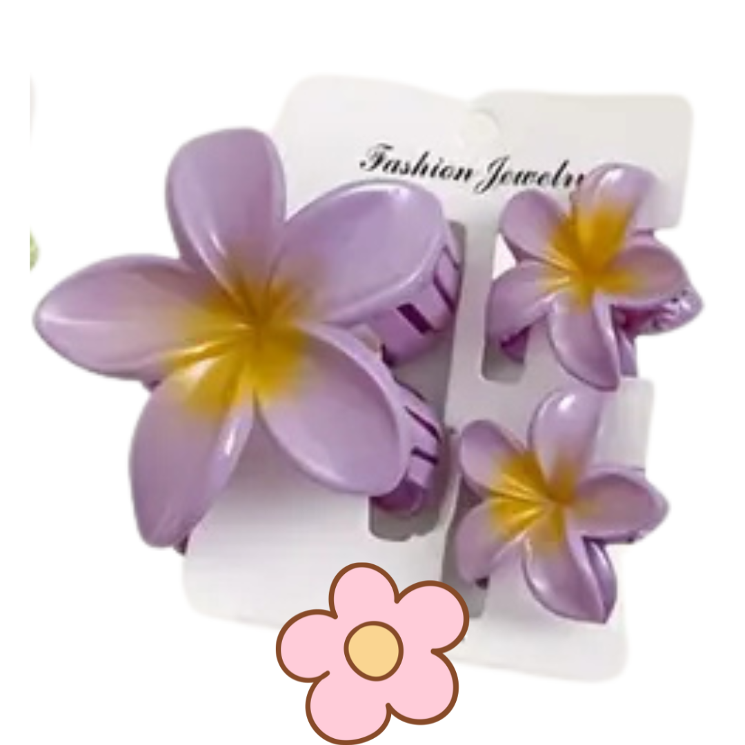Lot de à3 Pince à cheveux fleur en résine Diverses couleurs