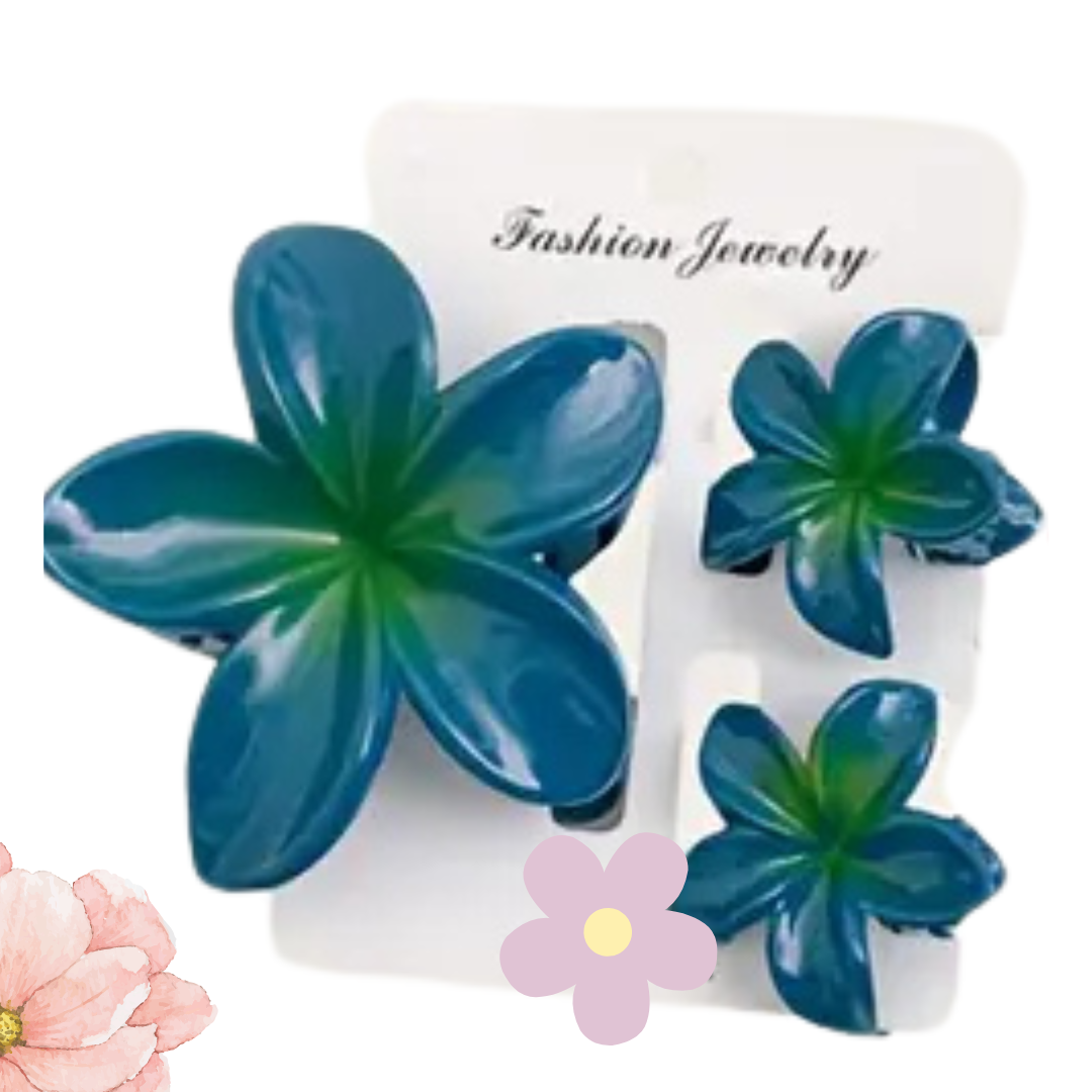 Lot de à3 Pince à cheveux fleur en résine Diverses couleurs