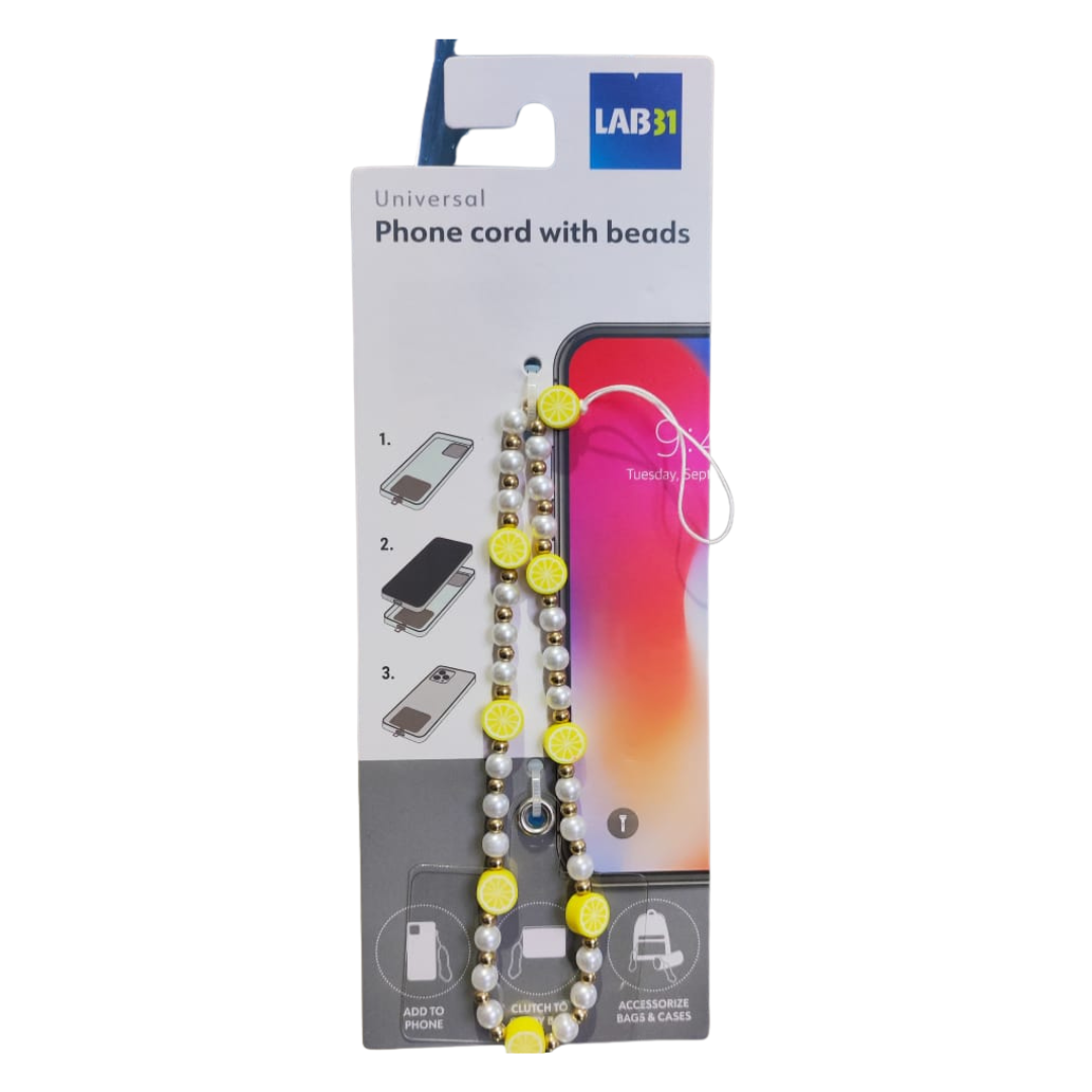 Cordon en perles pour téléphone Lab31 Diverses coloris