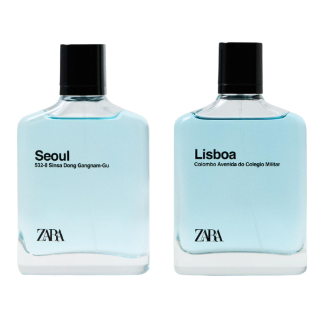 Coffret Eau de Toilette Homme ZARA SEOUL 532-8 SINSA DONG + ZARA LISBOA COLOMBO AVENIDA DO COLEGI 2X100 ML