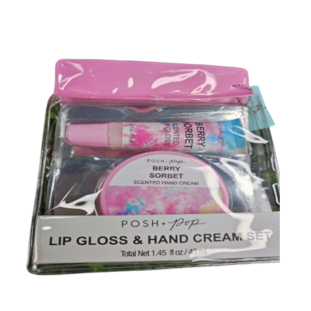 Set Lip gloss & Crème mains aux baies sucrées Posh + pop