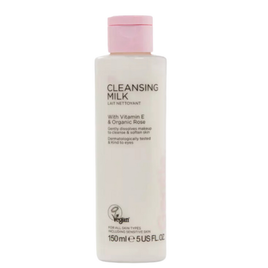 Lait nettoyant et démaquillant visage à la rose et vitamine E 150ml Gentle