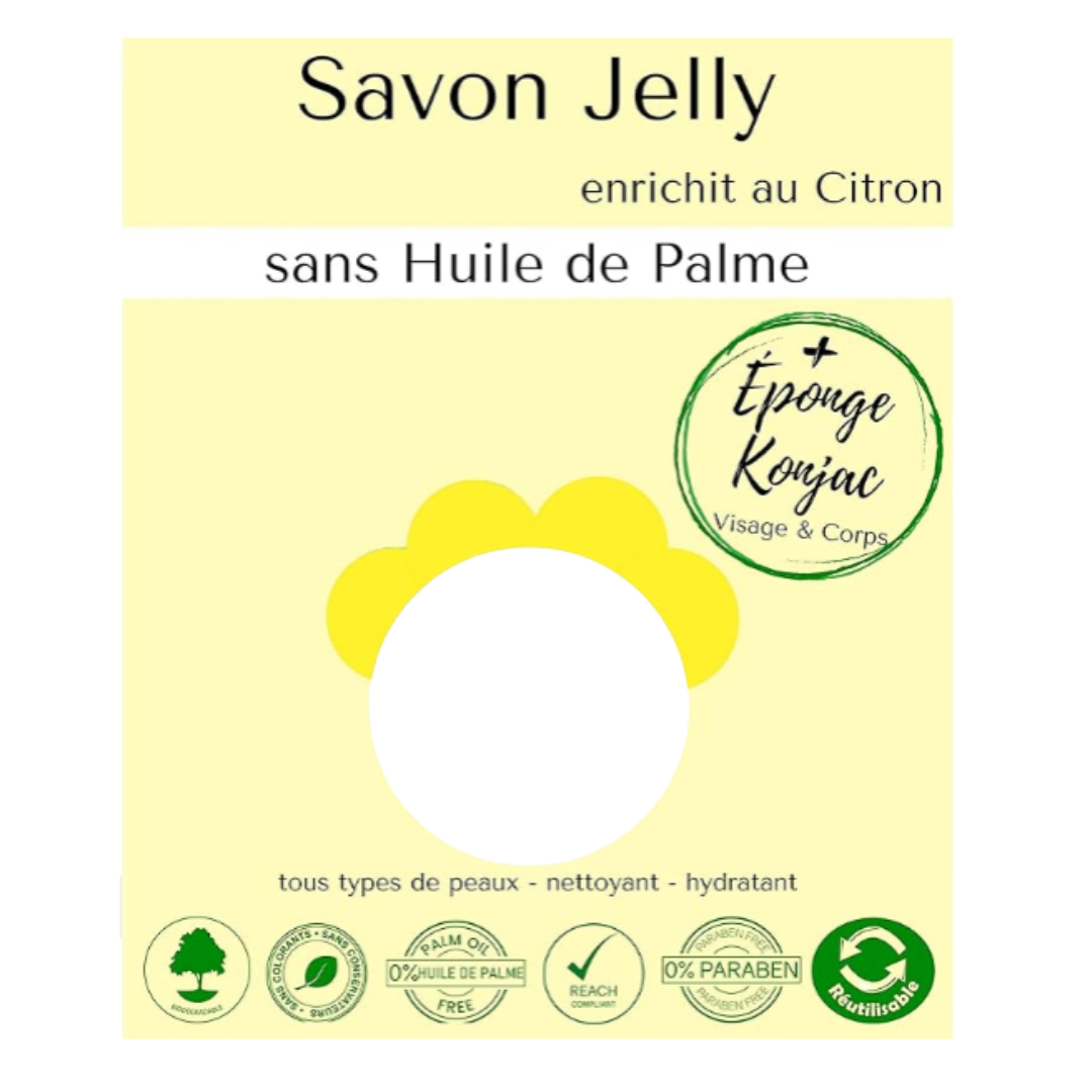 Savon Jelly Citron + Eponge Konjac Sun & Si  2 pièces Diverses Variantes