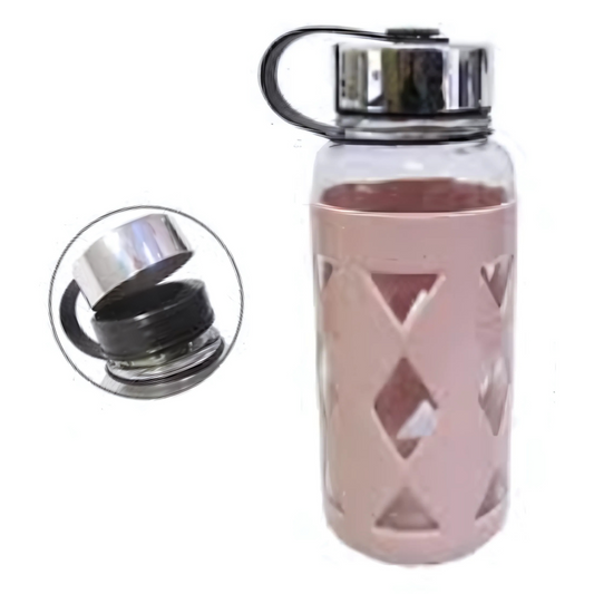 Gourde en verre avec  protection silicone  1L Divers coloris
