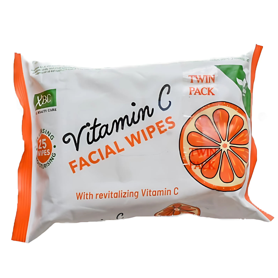 Paquet de 25 Lingettes nettoyantes et rafraichissantes visage à la vitamine C 25 XBC
