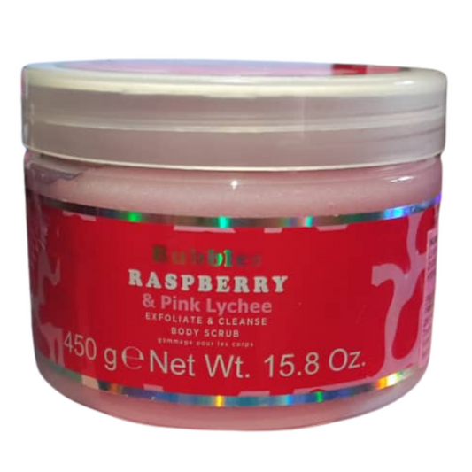 Gommage corporel à la Framboise et  litchi rose PS bubbles  450 g